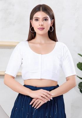 White Hand embroidery Poly Dupion Silk Blouse