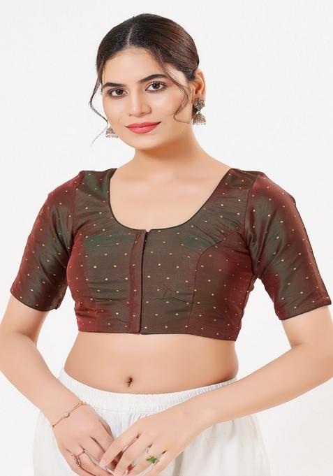 Tbottle Green Hand embroidery Poly Tafeta Silk Blouse