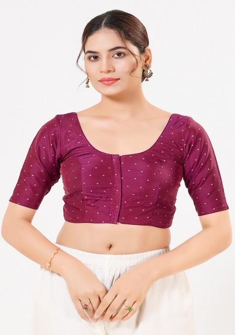 Tsouth Pink Hand embroidery Poly Tafeta Silk Blouse