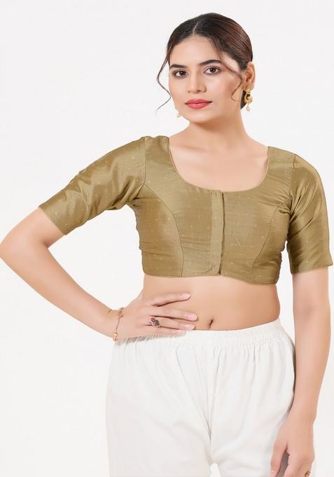 Copper Hand embroidery Poly Tafeta Silk Blouse