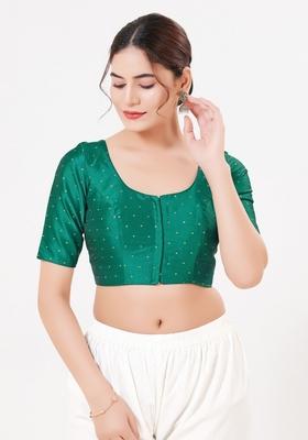 D Rama Green Hand embroidery Poly Tafeta Silk Blouse