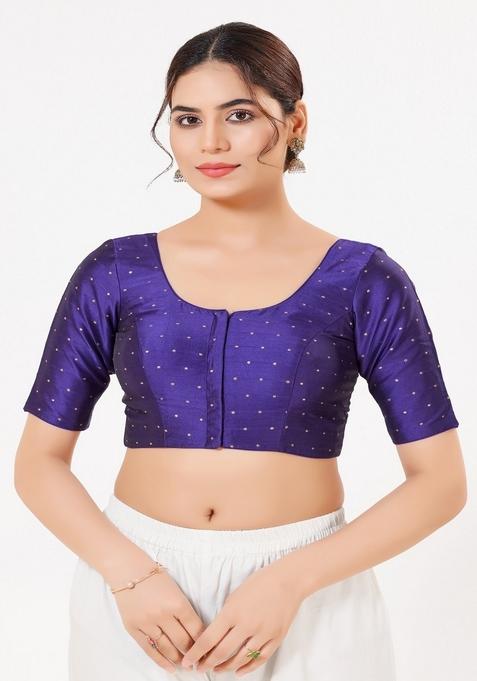 Purple Hand embroidery Poly Tafeta Silk Blouse
