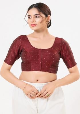 Maroon Hand embroidery Poly Tafeta Silk Blouse