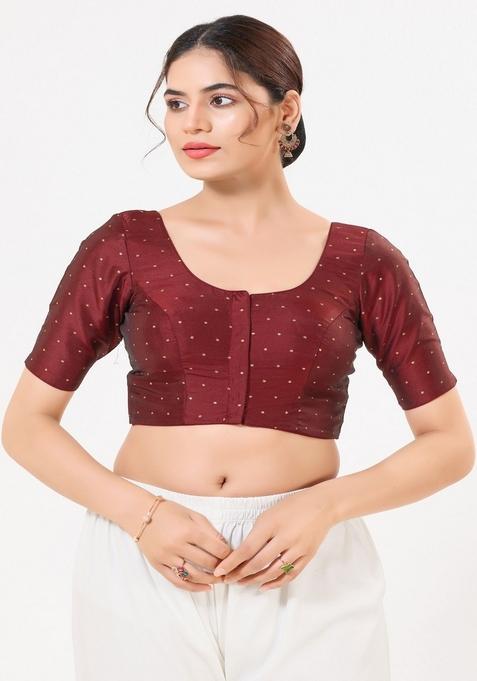 Maroon Hand embroidery Poly Tafeta Silk Blouse