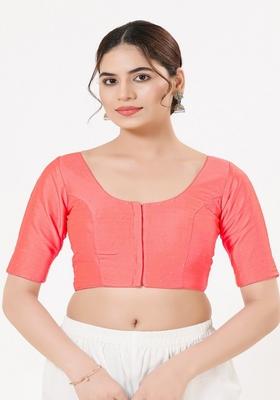 Fuschia Pink Hand embroidery Poly Tafeta Silk Blouse
