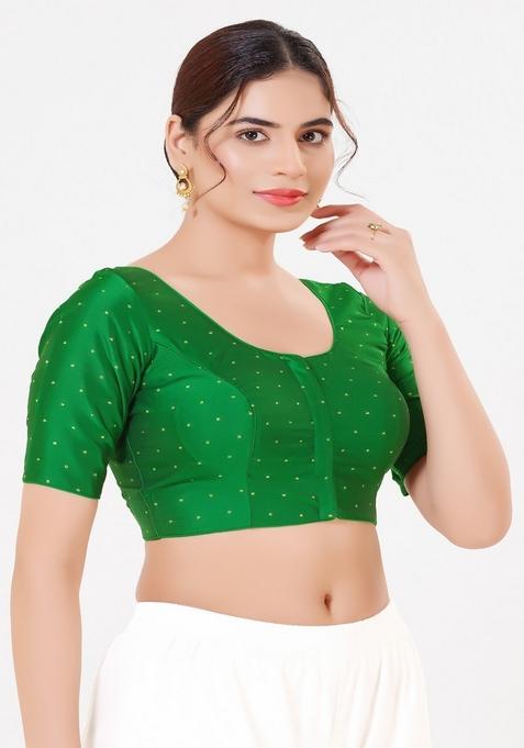 Green Hand embroidery Poly Tafeta Silk Blouse