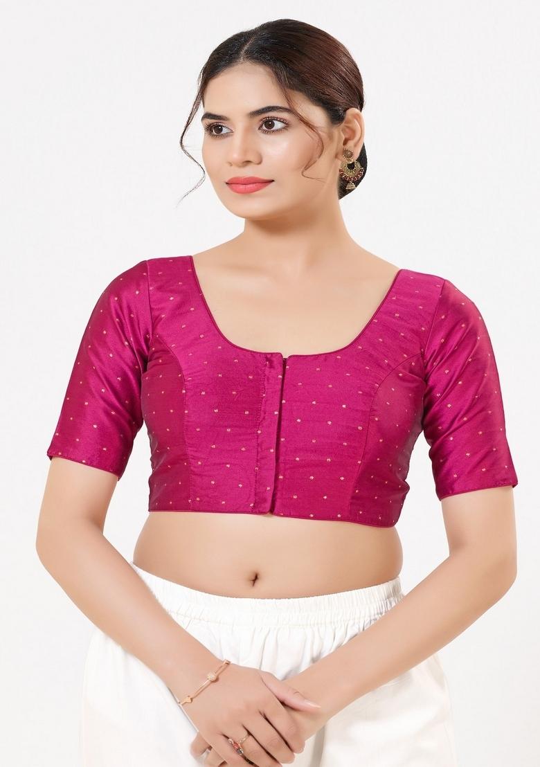 Magenta Hand embroidery Poly Tafeta Silk Blouse