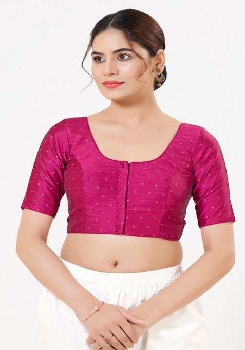 Magenta Hand embroidery Poly Tafeta Silk Blouse