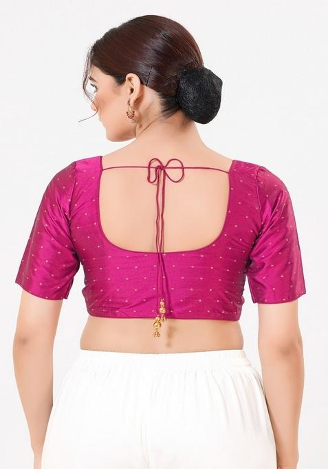 Magenta Hand embroidery Poly Tafeta Silk Blouse
