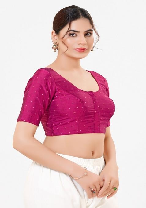 Magenta Hand embroidery Poly Tafeta Silk Blouse