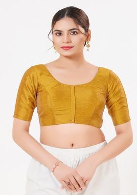 Mustard Hand embroidery Poly Tafeta Silk Blouse