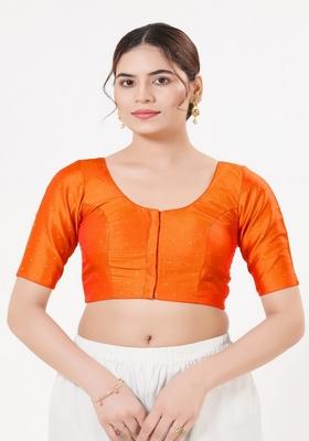 Orange Hand embroidery Poly Tafeta Silk Blouse