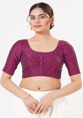 Plum Hand embroidery Poly Tafeta Silk Blouse