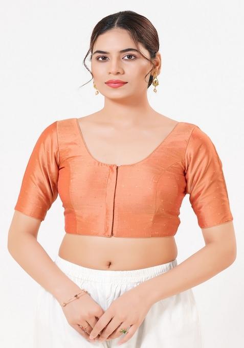 Rose Gold Hand embroidery Poly Tafeta Silk Blouse