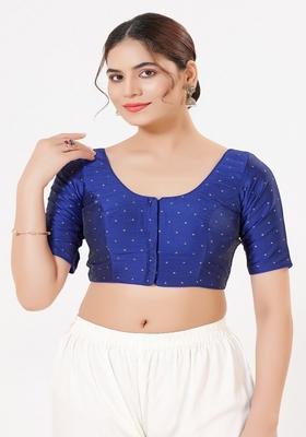 Royal Blue Hand embroidery Poly Tafeta Silk Blouse