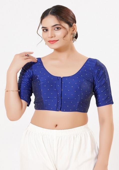 Royal Blue Hand embroidery Poly Tafeta Silk Blouse