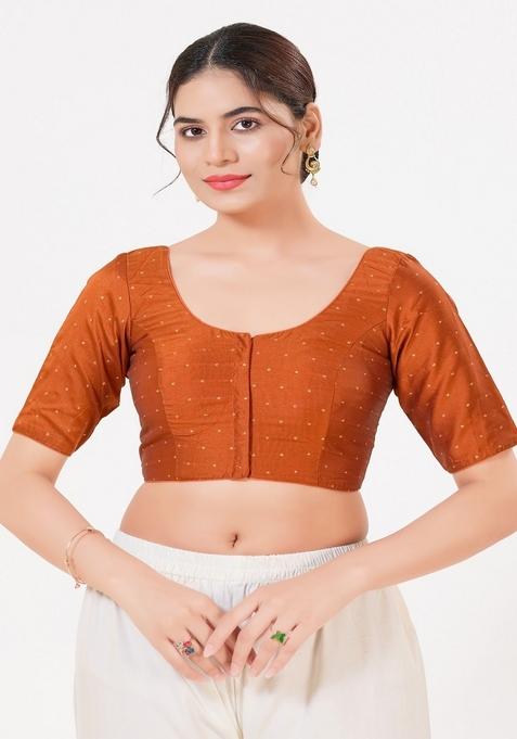 Rust Hand embroidery Poly Tafeta Silk Blouse