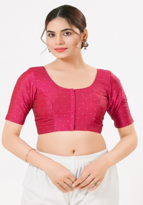 South Pink Hand embroidery Poly Tafeta Silk Blouse