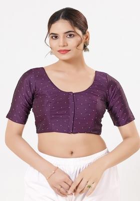 Wine Hand embroidery Poly Tafeta Silk Blouse