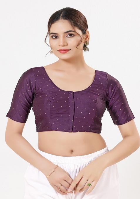 Wine Hand embroidery Poly Tafeta Silk Blouse