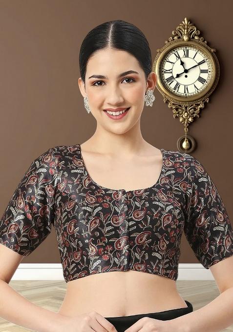 Black Printed Silk Blouse
