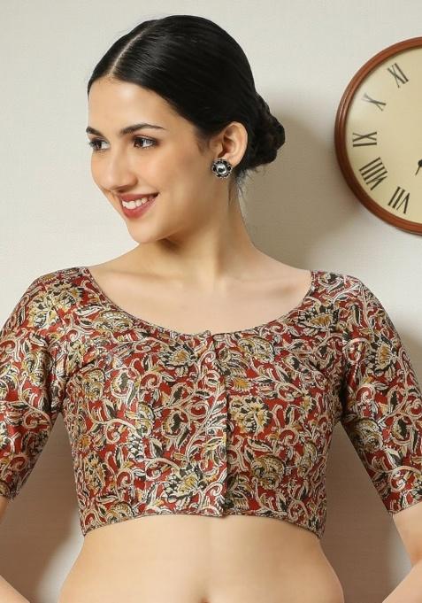 Maroon Printed Silk Blouse