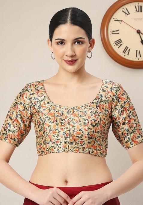 Mehendi Green Printed Silk Blouse