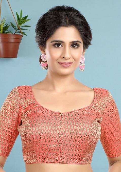 Pink Printed Brocade Blouse