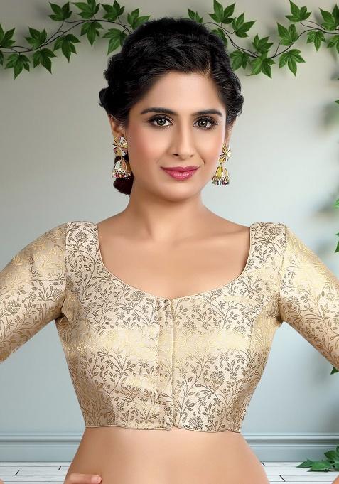 Cream Printed Brocade Blouse