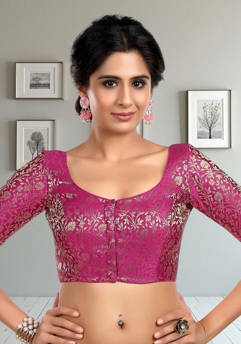 Purple Printed Brocade Blouse