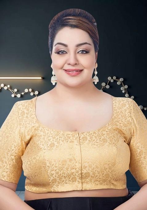 Golden Printed Brocade Blouse