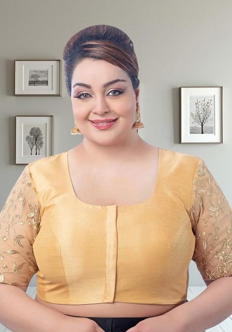 Golden Embroidery Art Silk Blouse