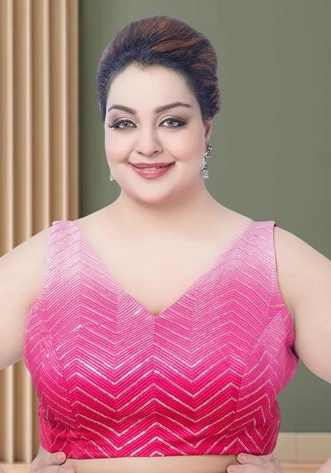 Pink Embroidery Silk Blouse