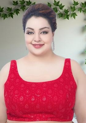 Red Embroidery Velvet Blouse