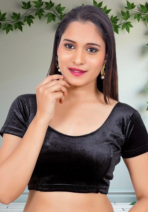 Black Plain Velvet Blouse