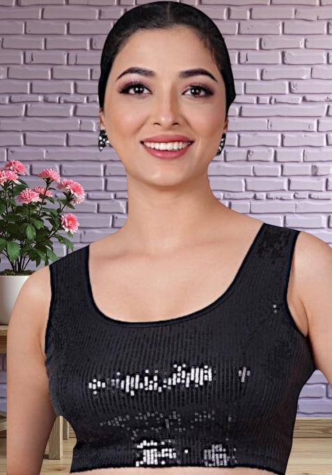 Black Plain Lycra Blouse