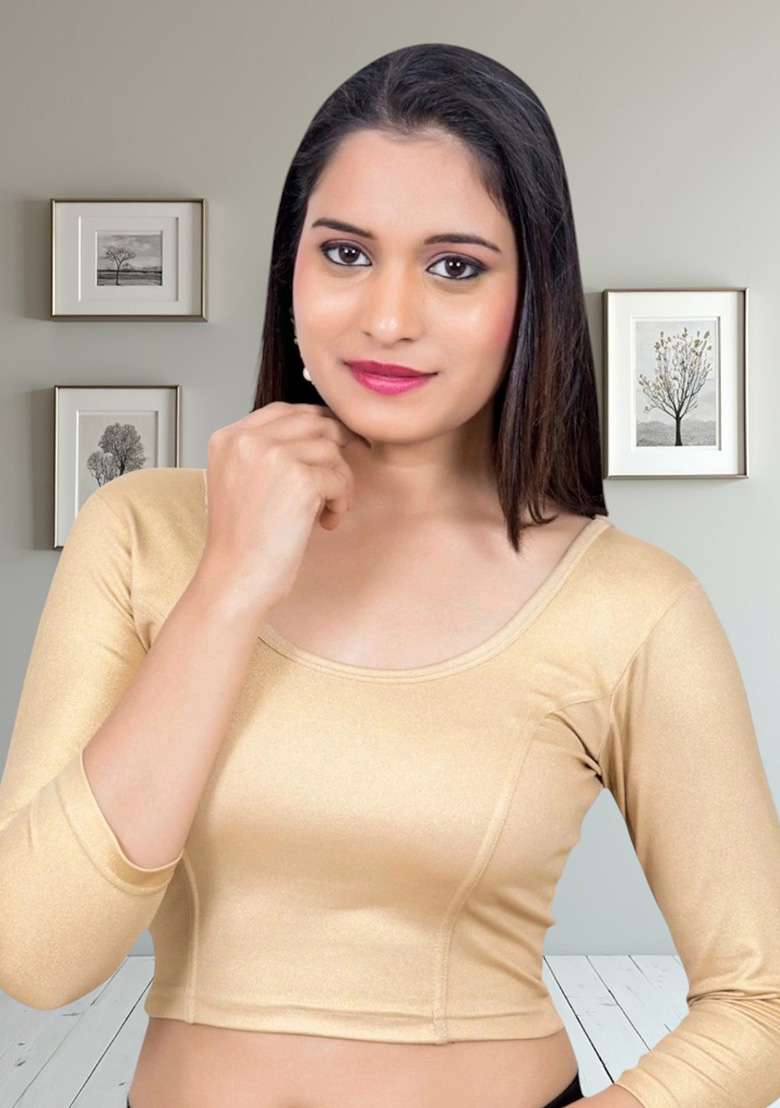 Golden Plain Lycra Blouse - Indya