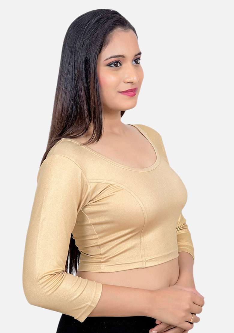 Golden Plain Lycra Blouse - Indya