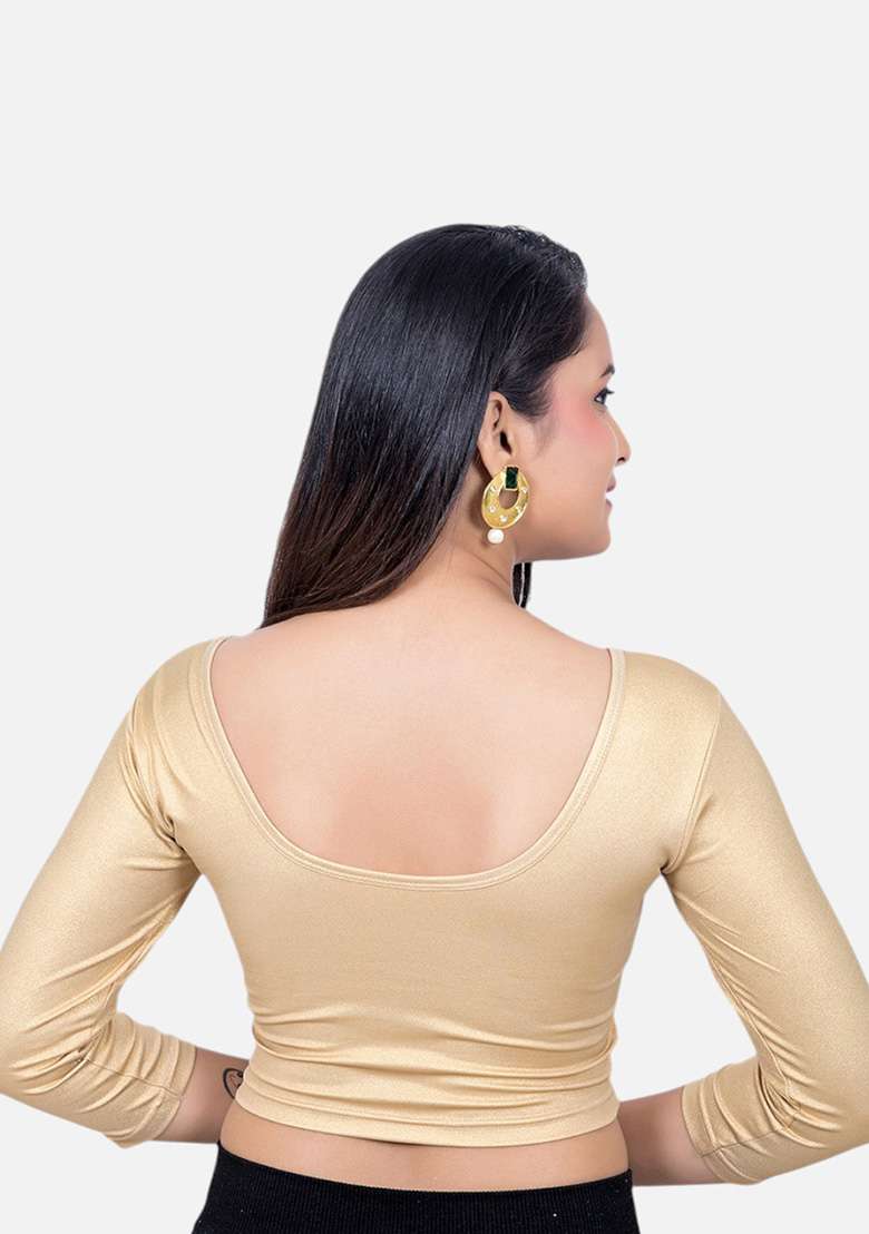 Golden Plain Lycra Blouse - Indya