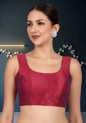 Magenta Plain Dupion Silk Blouse