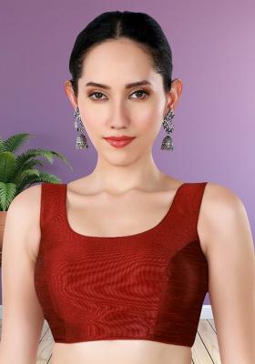 Maroon Plain Dupion Silk Blouse