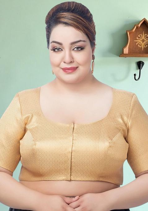Golden Plain Brocade Blouse