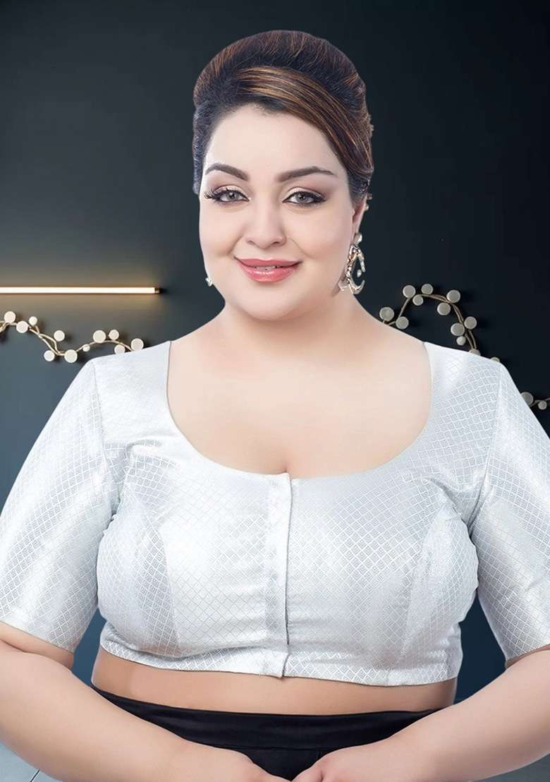 Silver Plain Brocade Blouse - Indya