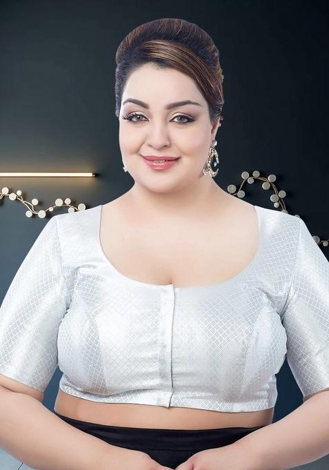 Silver Plain Brocade Blouse