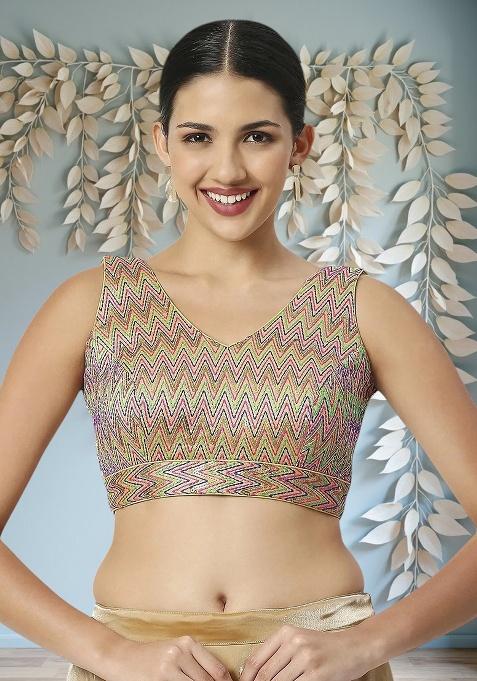 Multicolor Threadwork Dupion Silk Blouse