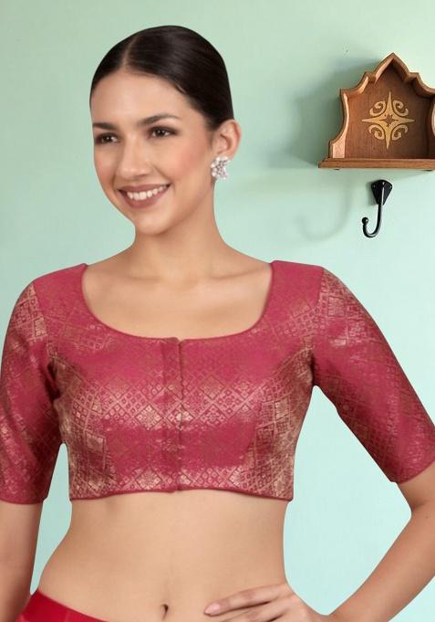 Magenta Printed Brocade Blouse