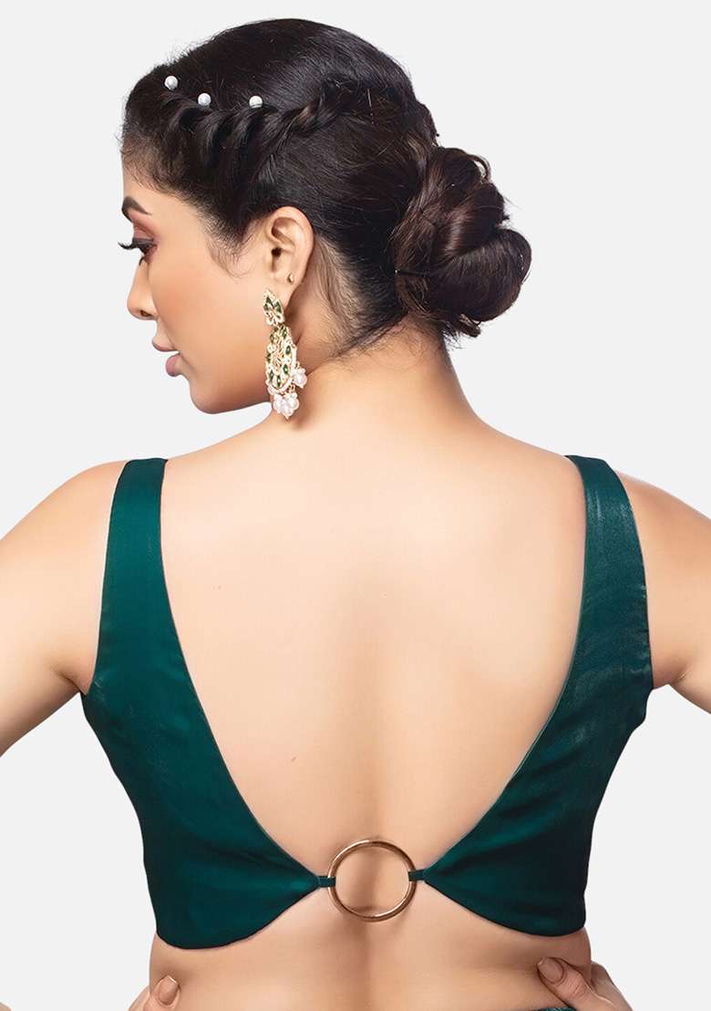 Green Plain Tissue Silk Blouse - Indya