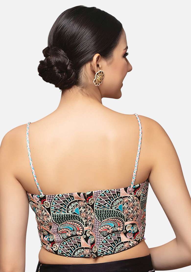 Multicolor Embroidery Cotton Blouse - Indya