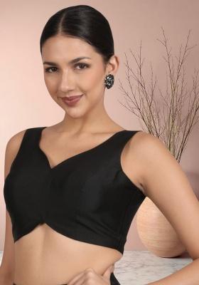 Black Plain Silk Blouse