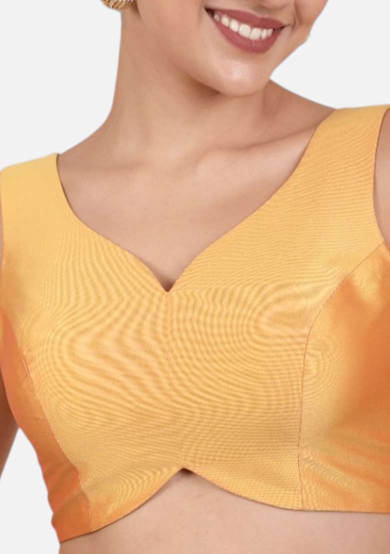 Mustard Plain Silk Blouse - Indya
